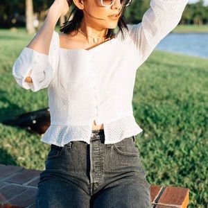 Eyelet peplum crop top